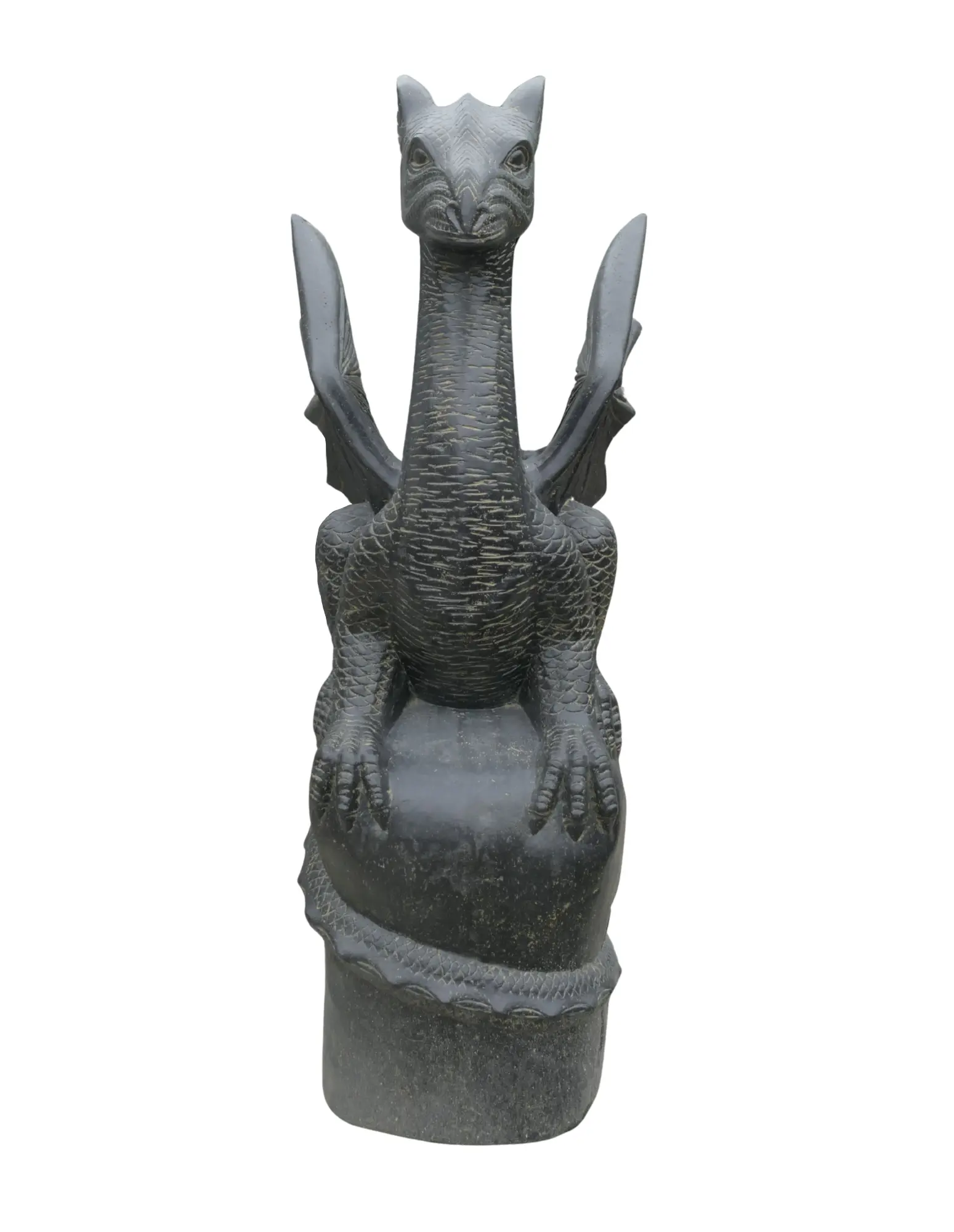  Product image 7 of the product “Sitting dragon on a rock, approx. 152 cm high. Cast stone, handcrafted & colored ”